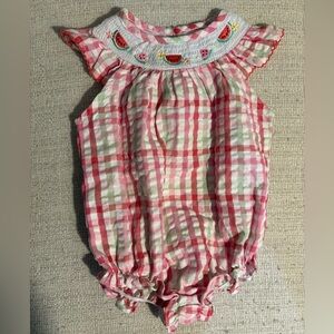 Good Lad Pink and Green Watermelon Smocked Bubble